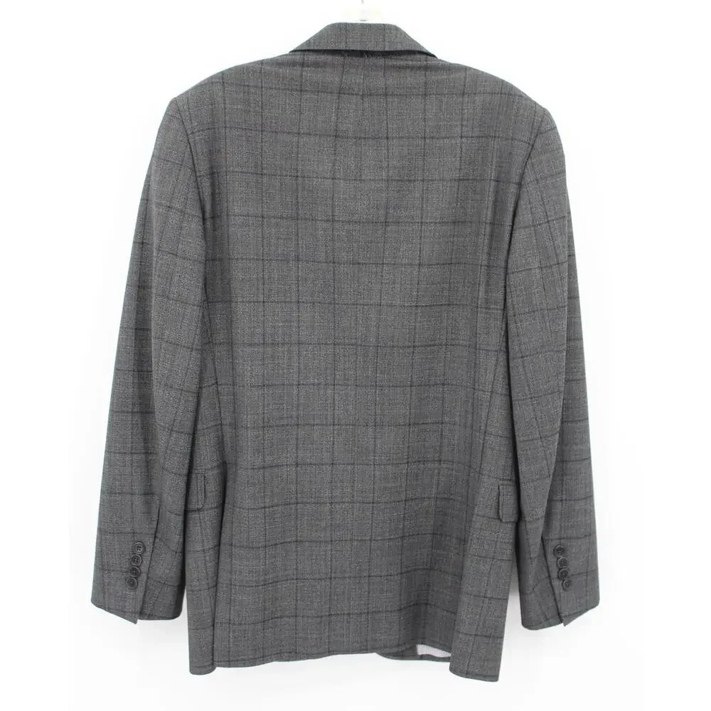 Brooks Brothers Explorer Regent Fit Gray Wool Blend Window Pane Plaid 38R